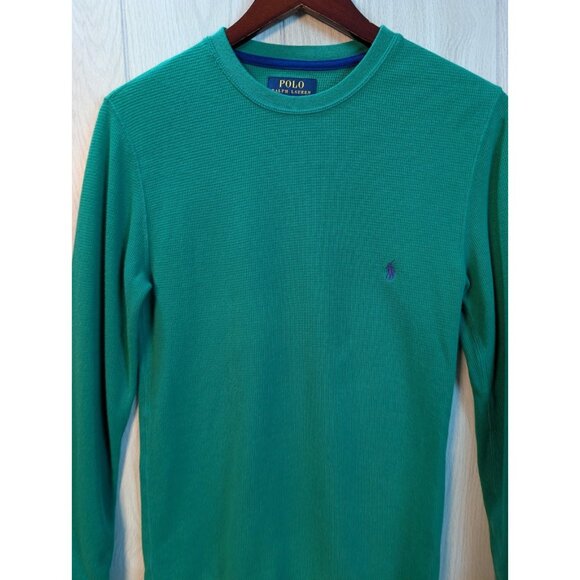 Polo Ralph Lauren Small Green Pony Thermal Base Layer Shirt Womens Long Sleeve - Picture 2 of 6